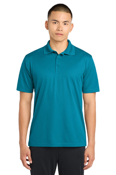 Sport-Tek ST650/TST650 Mens Sport-Wick Moisture Wicking Short Sleeve Polo Shirt Tropic Blue Model Front