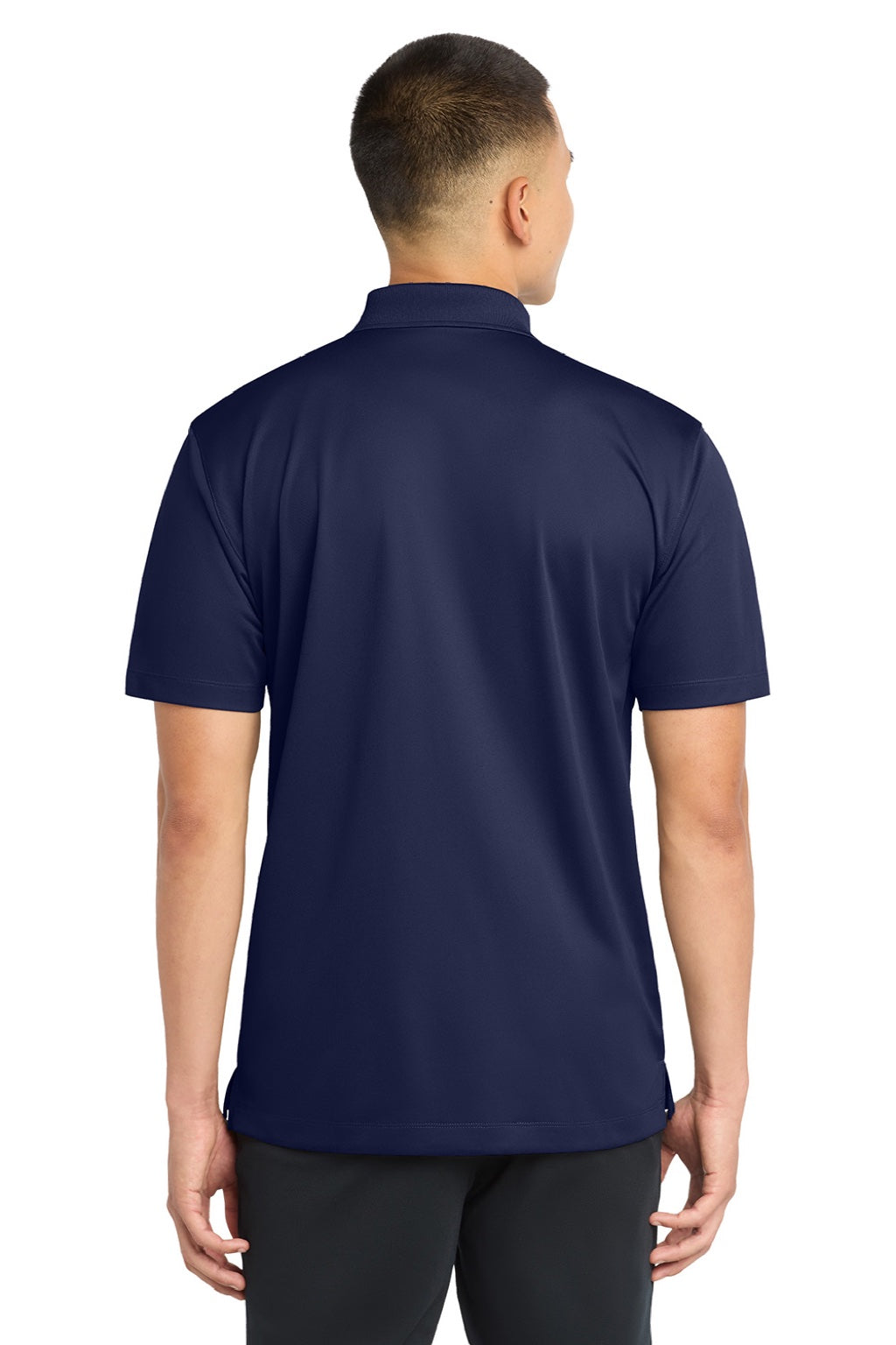 Sport-Tek ST650/TST650 Mens Sport-Wick Moisture Wicking Short Sleeve Polo Shirt True Navy Blue Model Back