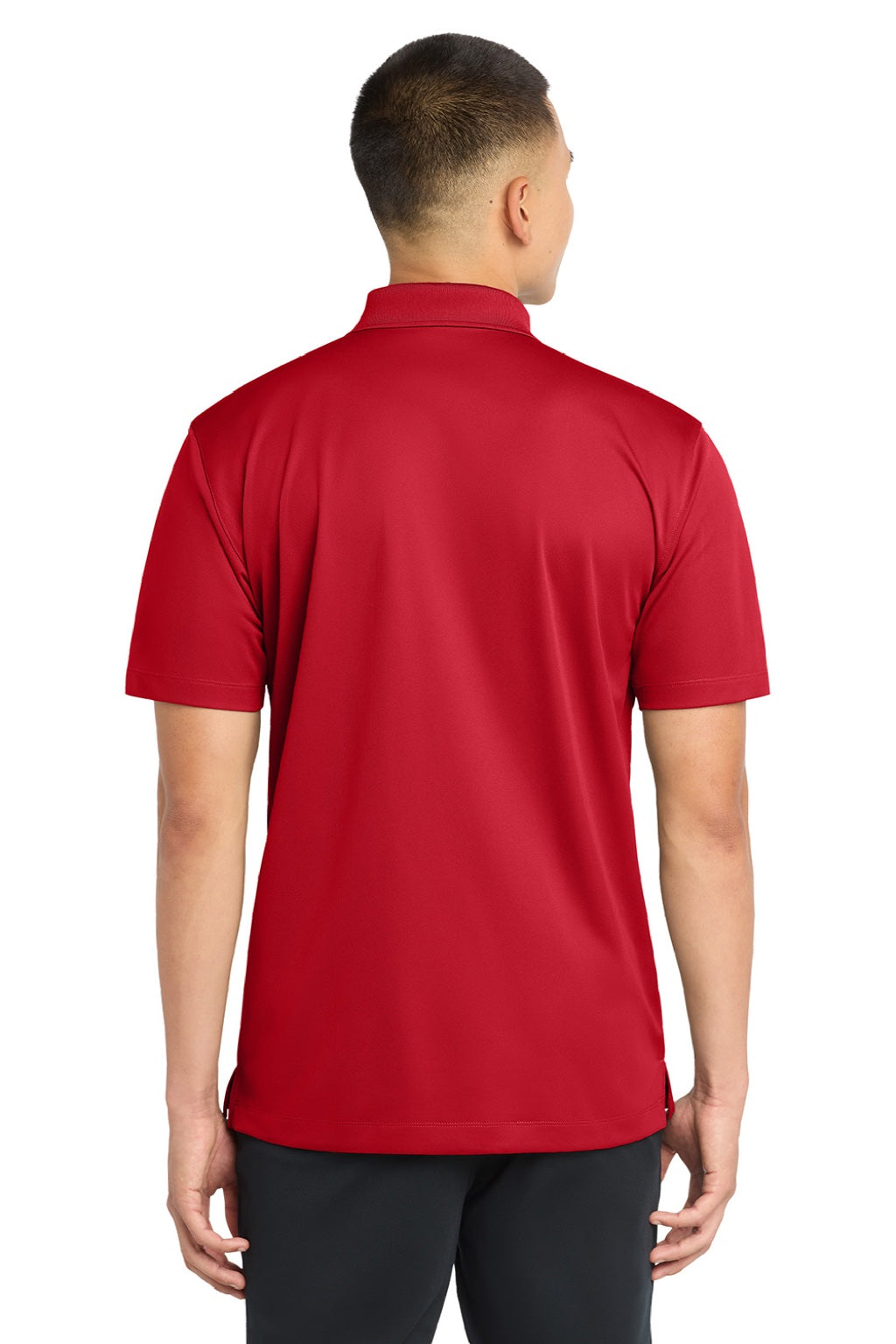 Sport-Tek ST650/TST650 Mens Sport-Wick Moisture Wicking Short Sleeve Polo Shirt True Red Model Back