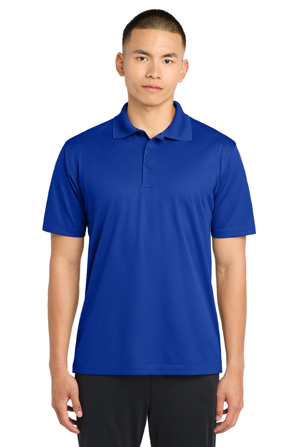 Sport-Tek ST650/TST650 Mens Sport-Wick Moisture Wicking Short Sleeve Polo Shirt True Royal Blue Model Front