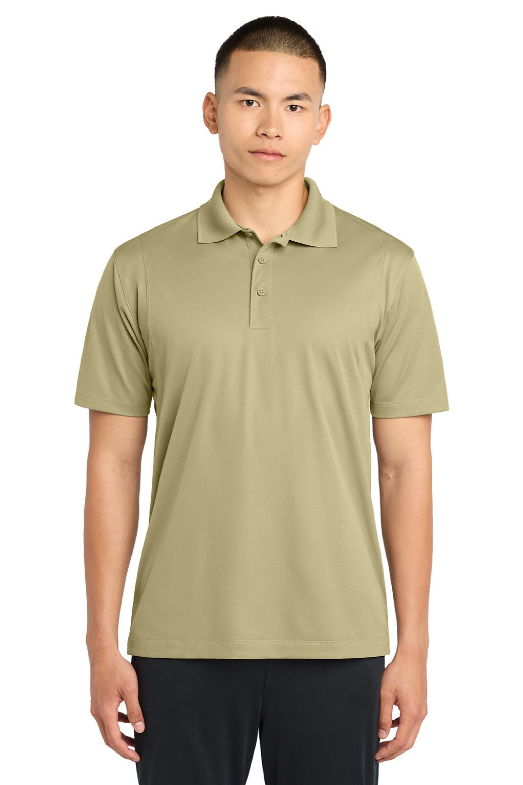 Sport-Tek ST650/TST650 Mens Sport-Wick Moisture Wicking Short Sleeve Polo Shirt Vegas Gold Model Front