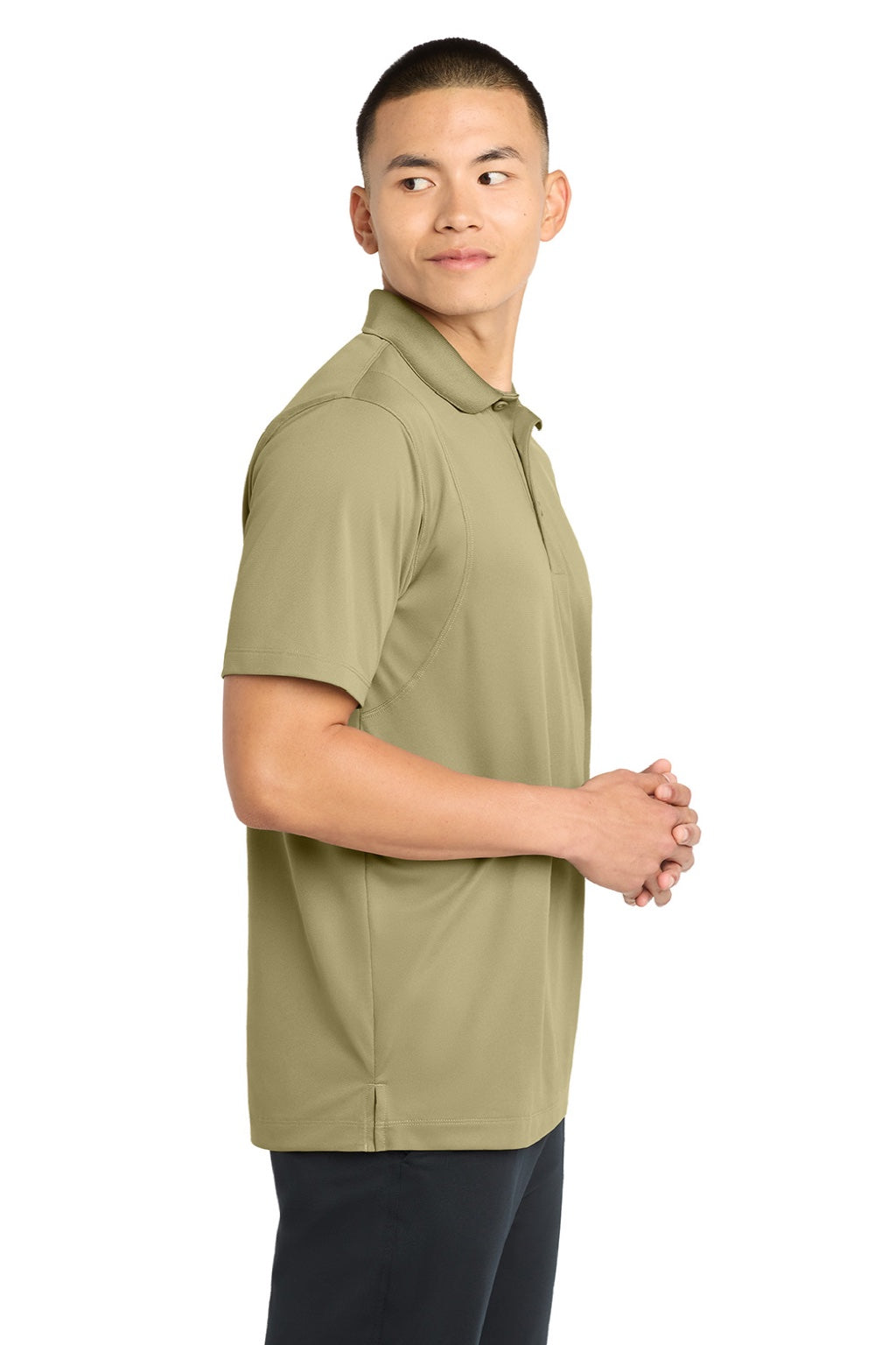 Sport-Tek ST650/TST650 Mens Sport-Wick Moisture Wicking Short Sleeve Polo Shirt Vegas Gold Model Side