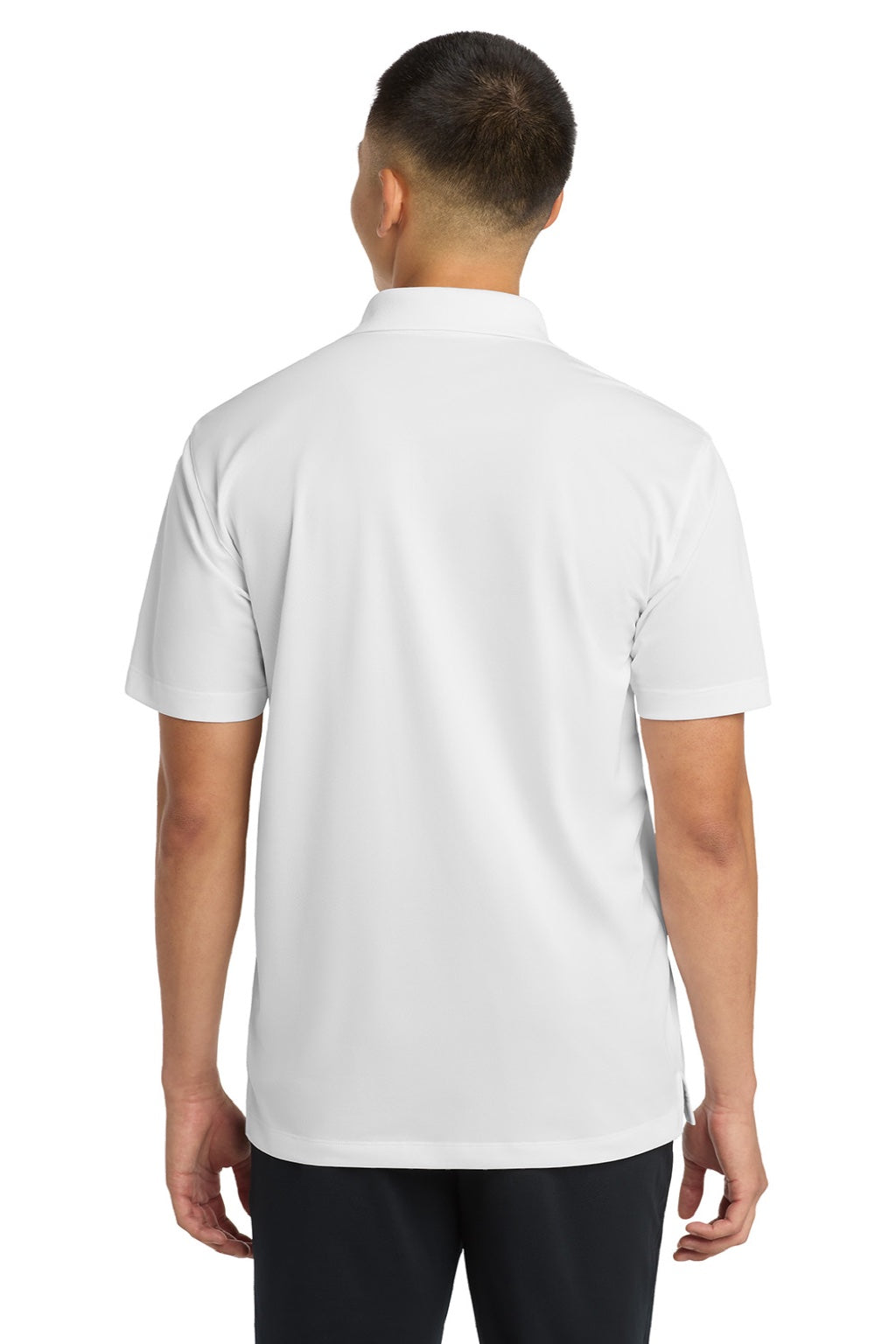 Sport-Tek ST650/TST650 Mens Sport-Wick Moisture Wicking Short Sleeve Polo Shirt White Model Back