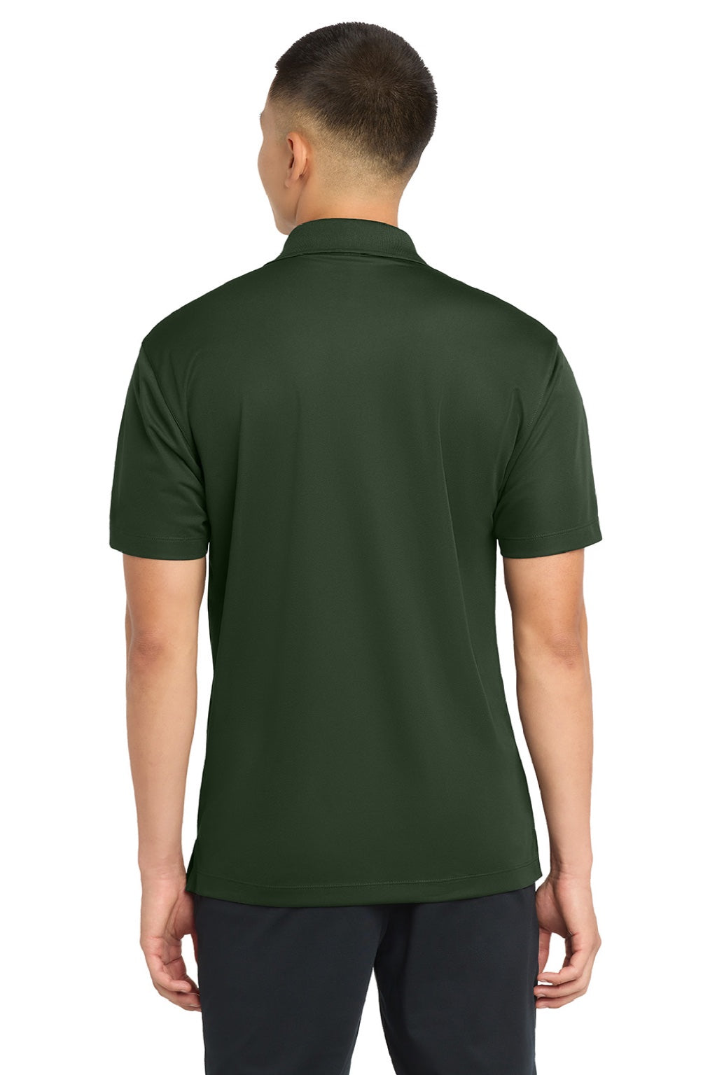 Sport-Tek ST651 Mens Sport-Wick Moisture Wicking Short Sleeve Polo Shirt w/ Pocket Forest Green Model Back