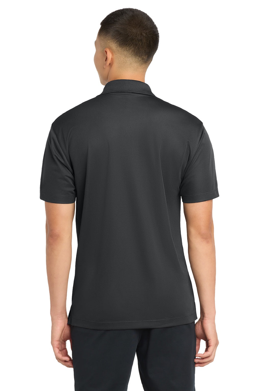 Sport-Tek ST651 Mens Sport-Wick Moisture Wicking Short Sleeve Polo Shirt w/ Pocket Iron Grey Model Back