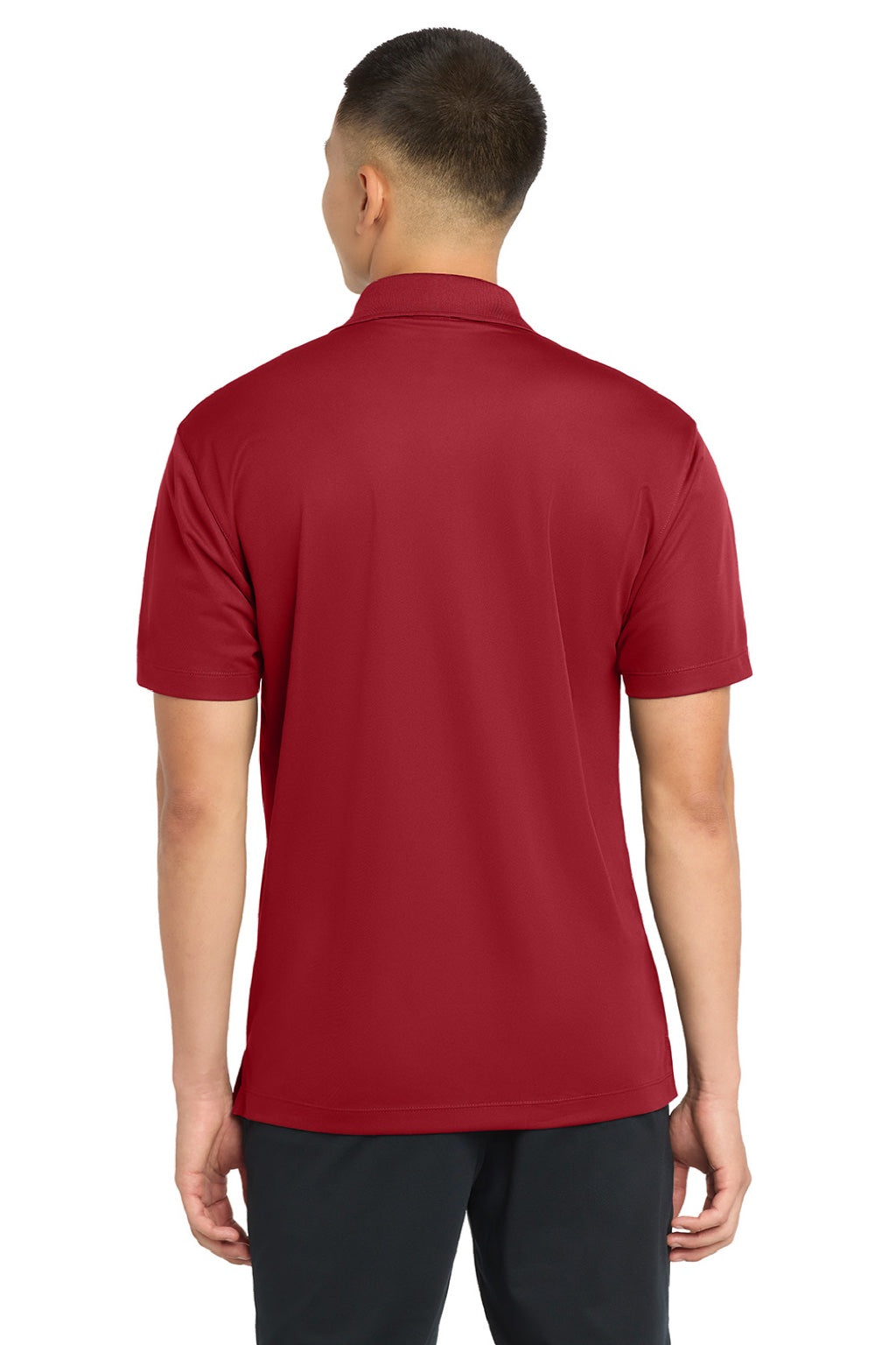 Sport-Tek ST651 Mens Sport-Wick Moisture Wicking Short Sleeve Polo Shirt w/ Pocket True Red Model Back