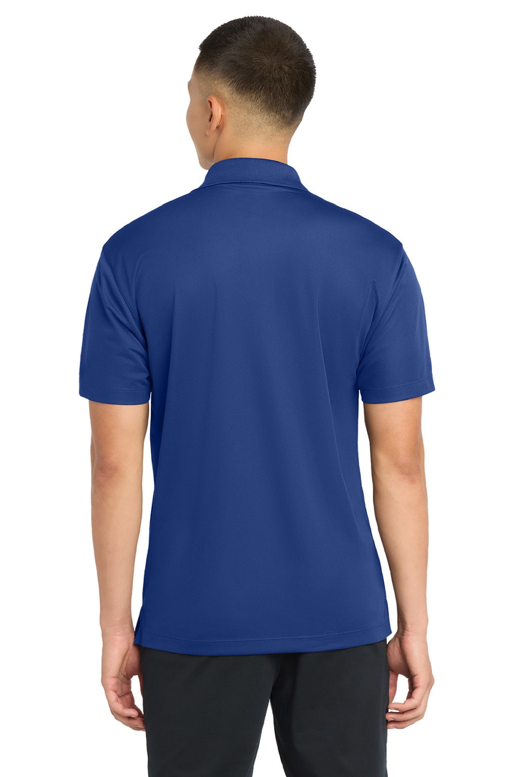 Sport-Tek ST651 Mens Sport-Wick Moisture Wicking Short Sleeve Polo Shirt w/ Pocket True Royal Blue Model Back