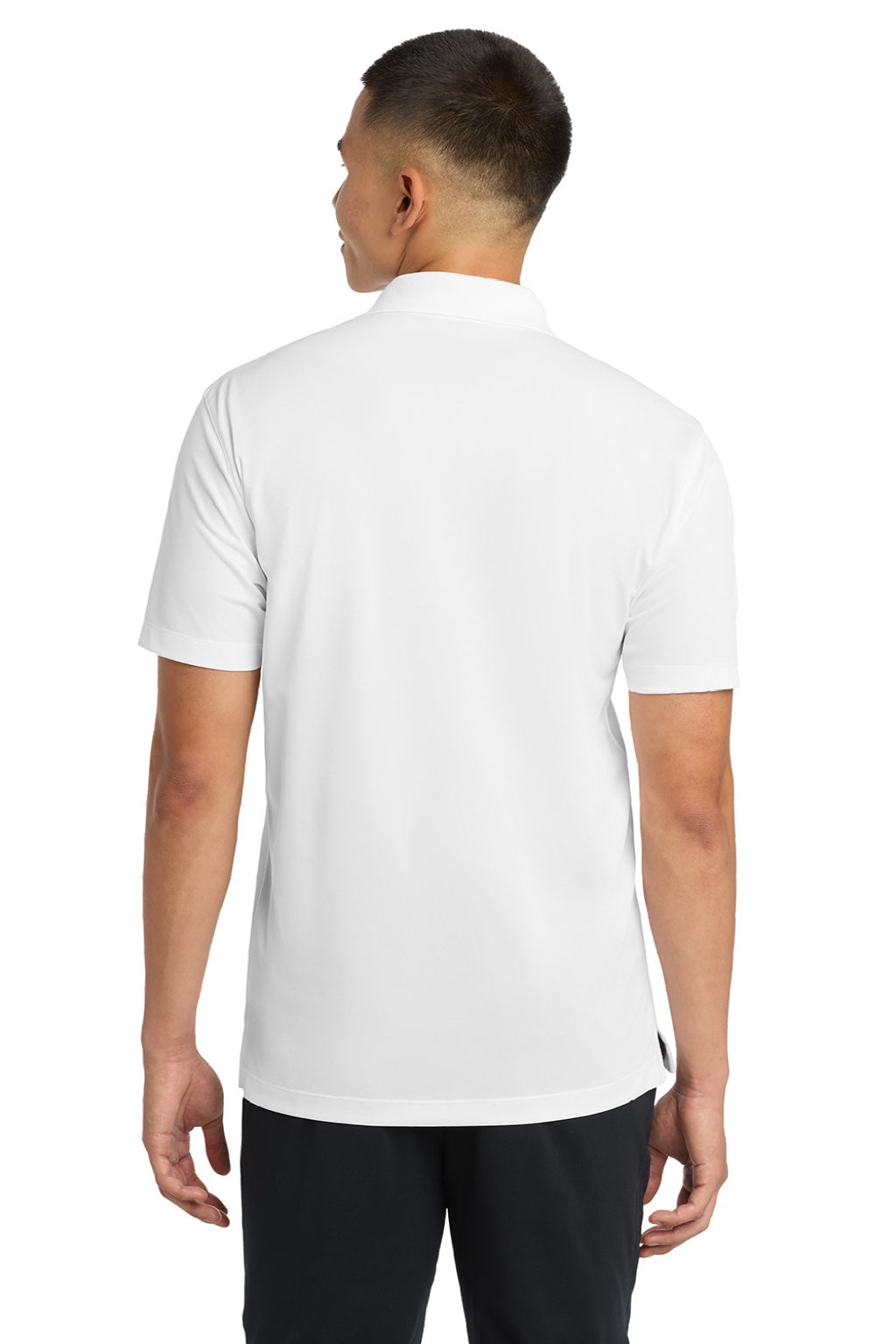 Sport-Tek ST651 Mens Sport-Wick Moisture Wicking Short Sleeve Polo Shirt w/ Pocket White Model Back