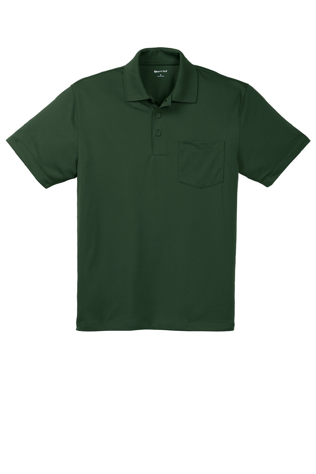 Sport-Tek ST651 Mens Sport-Wick Moisture Wicking Short Sleeve Polo Shirt w/ Pocket Forest Green Flat Front