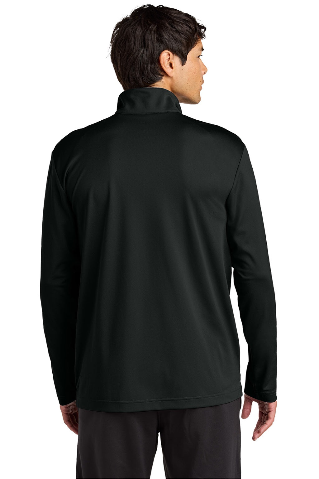 Sport-Tek ST672 Mens Micropique Sport-Wick 1/4 Zip Sweatshirt Black Model Back