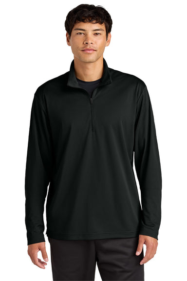 Sport-Tek ST672 Mens Micropique Sport-Wick 1/4 Zip Sweatshirt Black Model Front