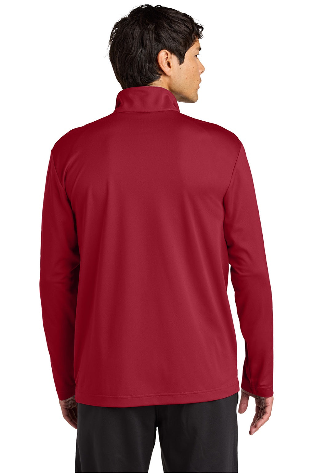 Sport-Tek ST672 Mens Micropique Sport-Wick 1/4 Zip Sweatshirt Deep Red Model Back