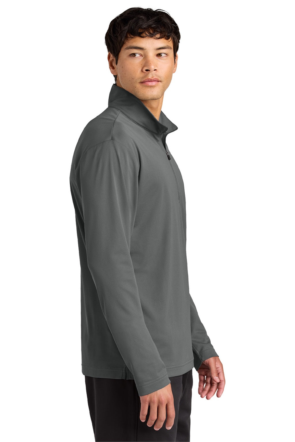 Sport-Tek ST672 Mens Micropique Sport-Wick 1/4 Zip Sweatshirt Concrete Grey Model Side