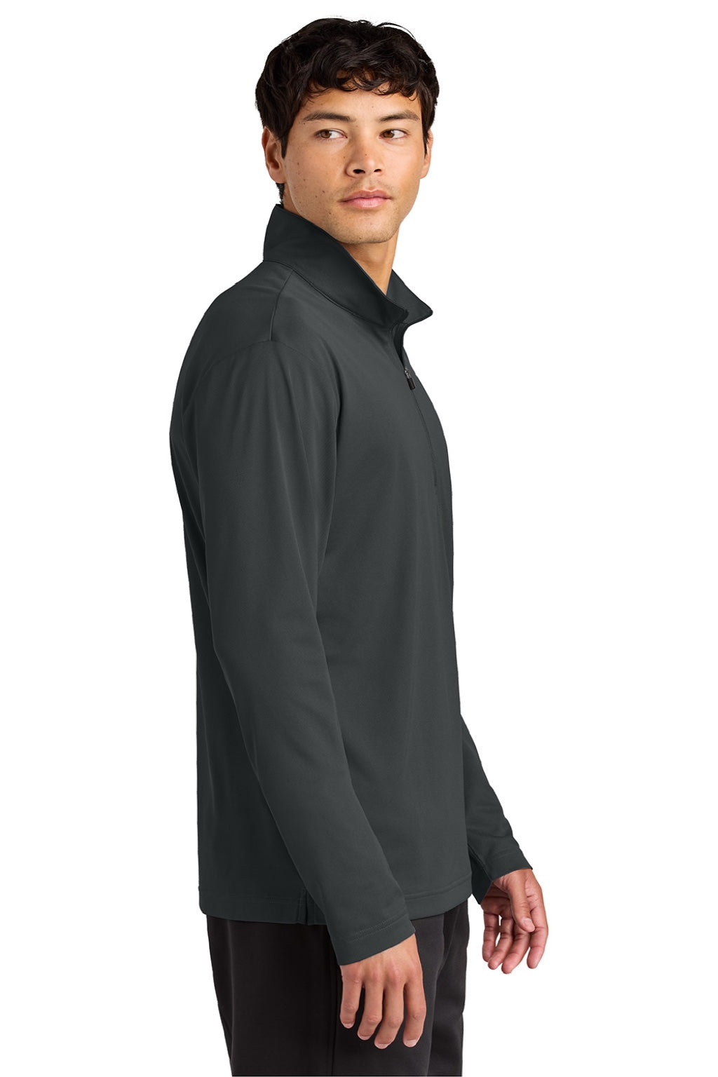 Sport-Tek ST672 Mens Micropique Sport-Wick 1/4 Zip Sweatshirt Iron Grey Model Side