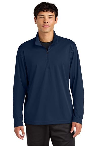 Sport-Tek ST672 Mens Micropique Sport-Wick 1/4 Zip Sweatshirt True Navy Blue Model Front
