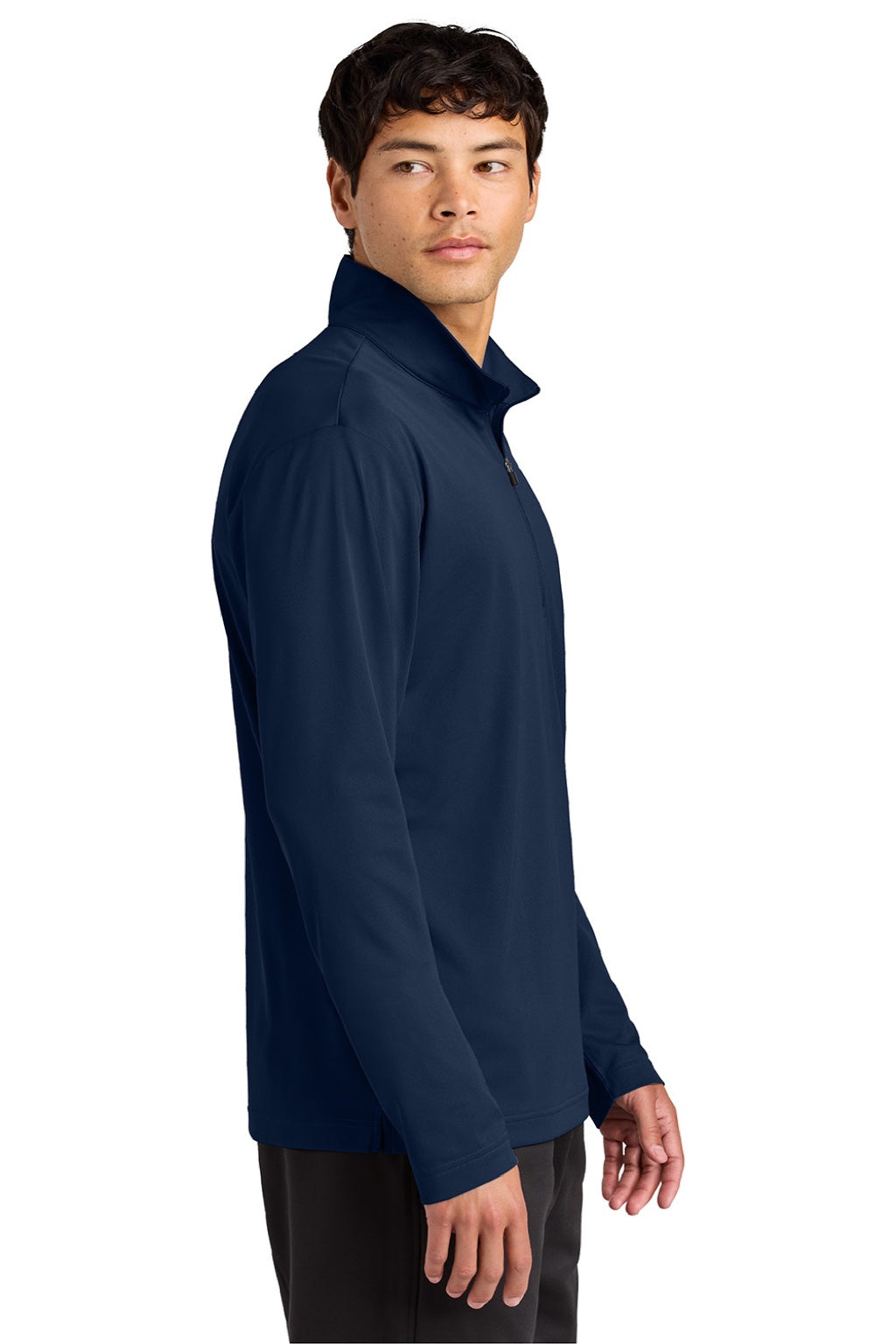 Sport-Tek ST672 Mens Micropique Sport-Wick 1/4 Zip Sweatshirt True Navy Blue Model Side