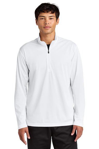 Sport-Tek ST672 Mens Micropique Sport-Wick 1/4 Zip Sweatshirt White Model Front