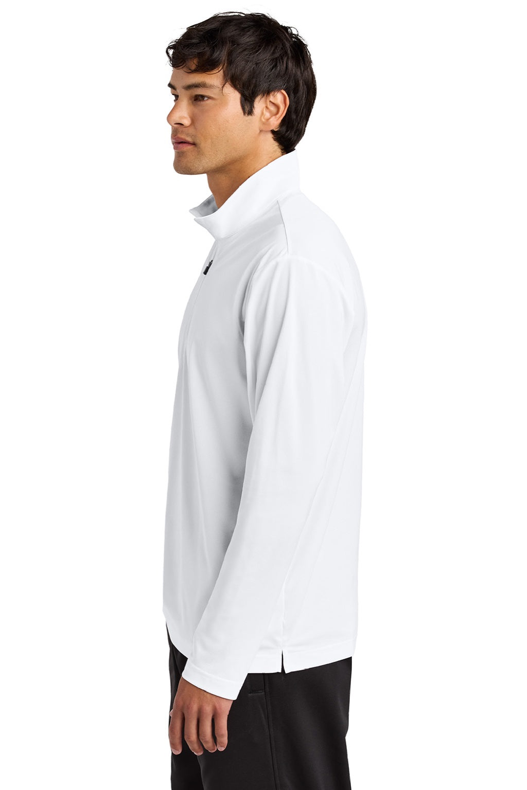 Sport-Tek ST672 Mens Micropique Sport-Wick 1/4 Zip Sweatshirt White Model Side