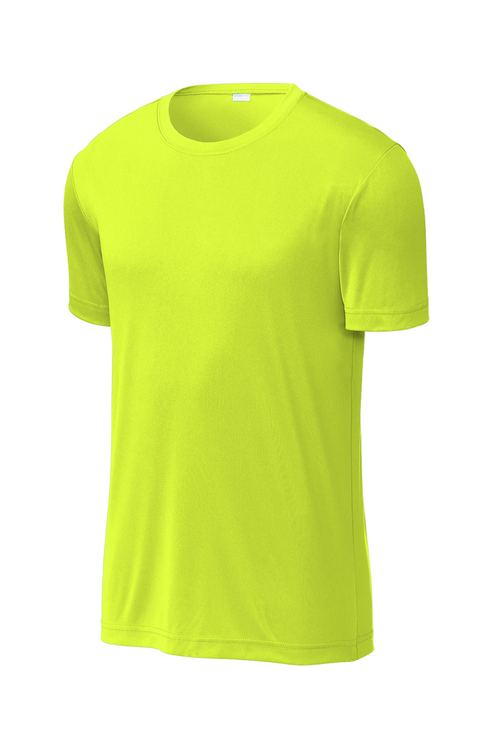 Sport-Tek ST720 Mens Re-Compete Moisture Wicking Short Sleeve Crewneck T-Shirt Neon Yellow Flat Front