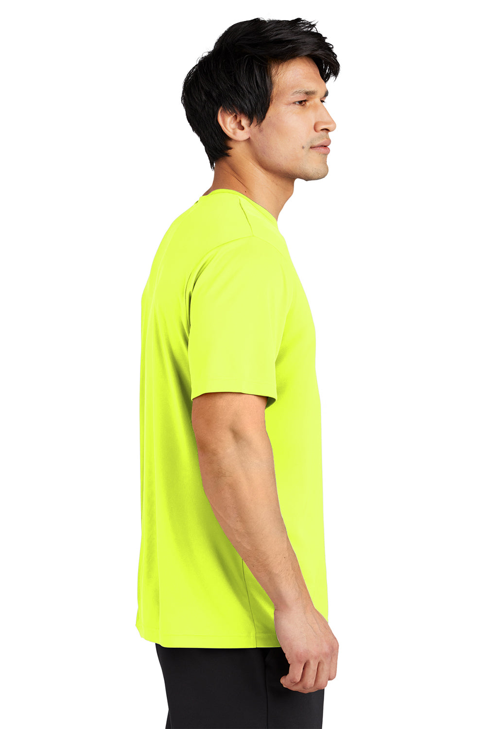 Sport-Tek ST720 Mens Re-Compete Moisture Wicking Short Sleeve Crewneck T-Shirt Neon Yellow Model Side