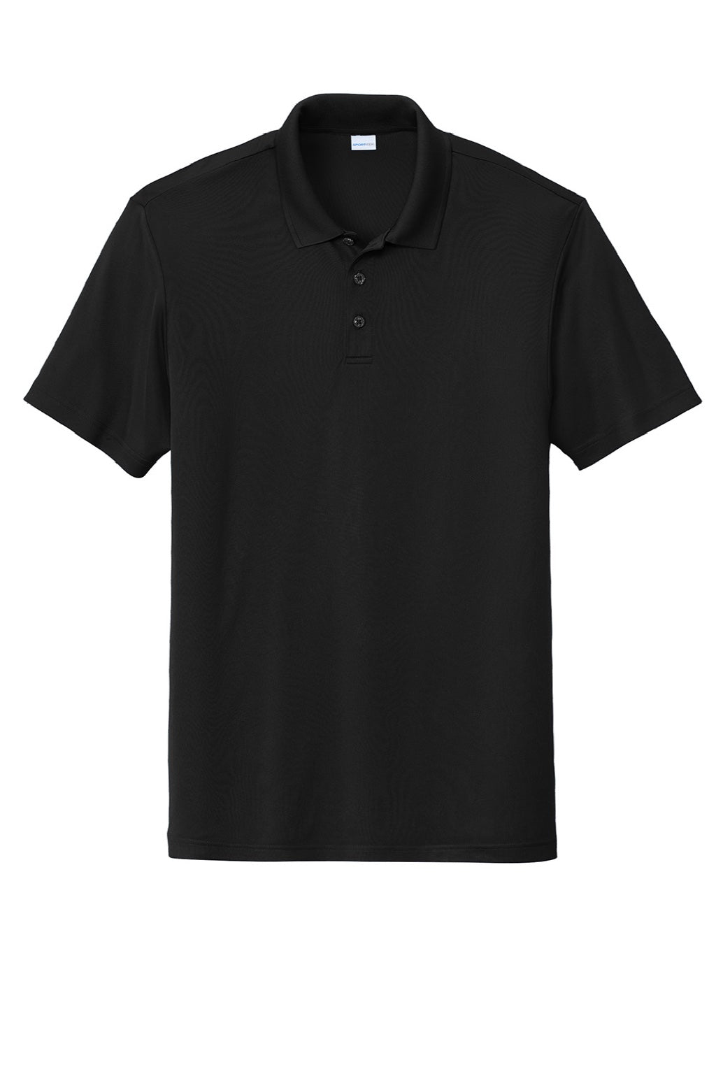 Sport-Tek ST725 Mens Moisture Wicking Re-Compete Short Sleeve Polo Shirt Black Flat Front