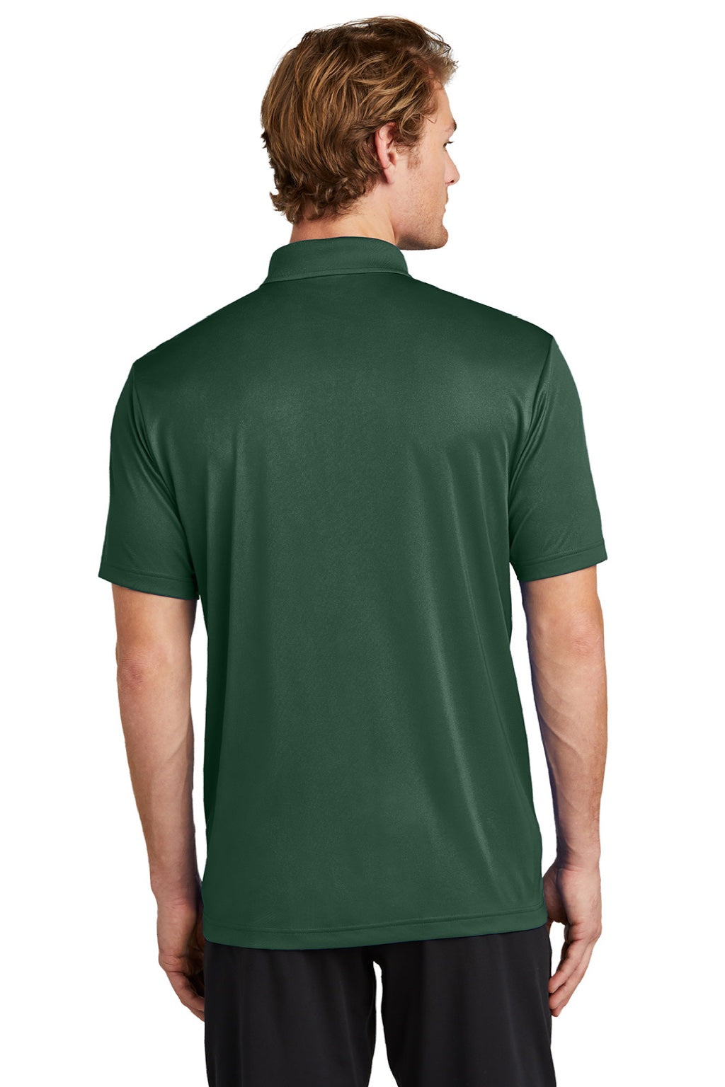 Sport-Tek ST725 Mens Moisture Wicking Re-Compete Short Sleeve Polo Shirt Forest Green Model Back
