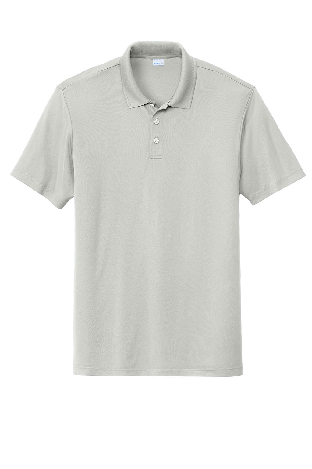 Sport-Tek ST725 Mens Moisture Wicking Re-Compete Short Sleeve Polo Shirt Silver Grey Flat Front