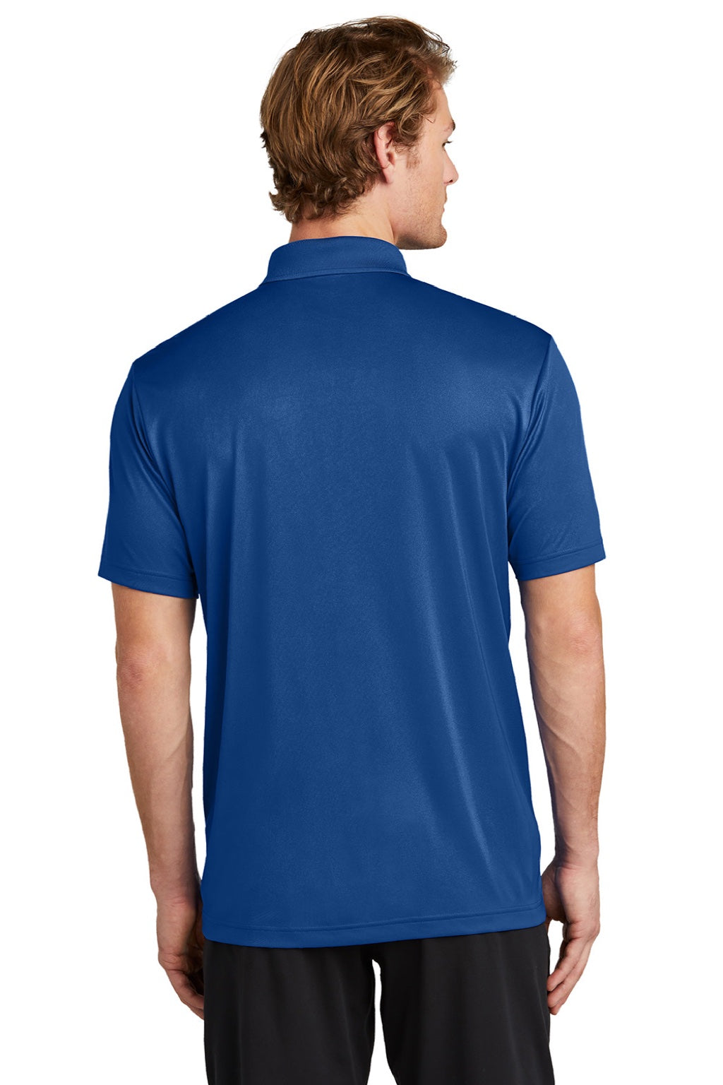 Sport-Tek ST725 Mens Moisture Wicking Re-Compete Short Sleeve Polo Shirt True Royal Blue Model Back