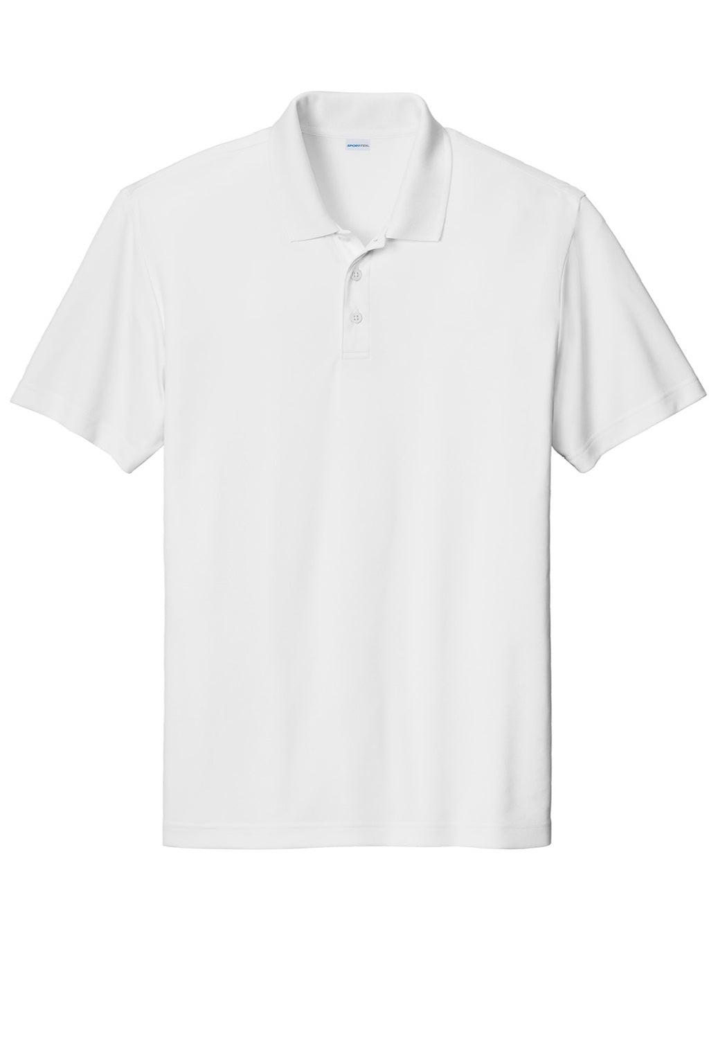 Sport-Tek ST725 Mens Moisture Wicking Re-Compete Short Sleeve Polo Shirt White Flat Front