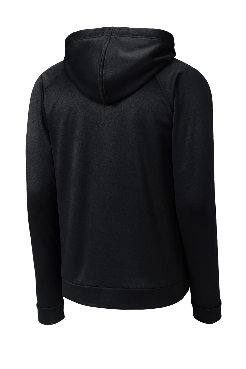 Sport-Tek ST730 Mens Re-Compete Fleece Anti Static Hooded Sweatshirt Hoodie w/ Pouch Pocket Black Flat Back