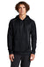 Sport-Tek ST730 Mens Re-Compete Fleece Anti Static Hooded Sweatshirt Hoodie w/ Pouch Pocket Black Model Front