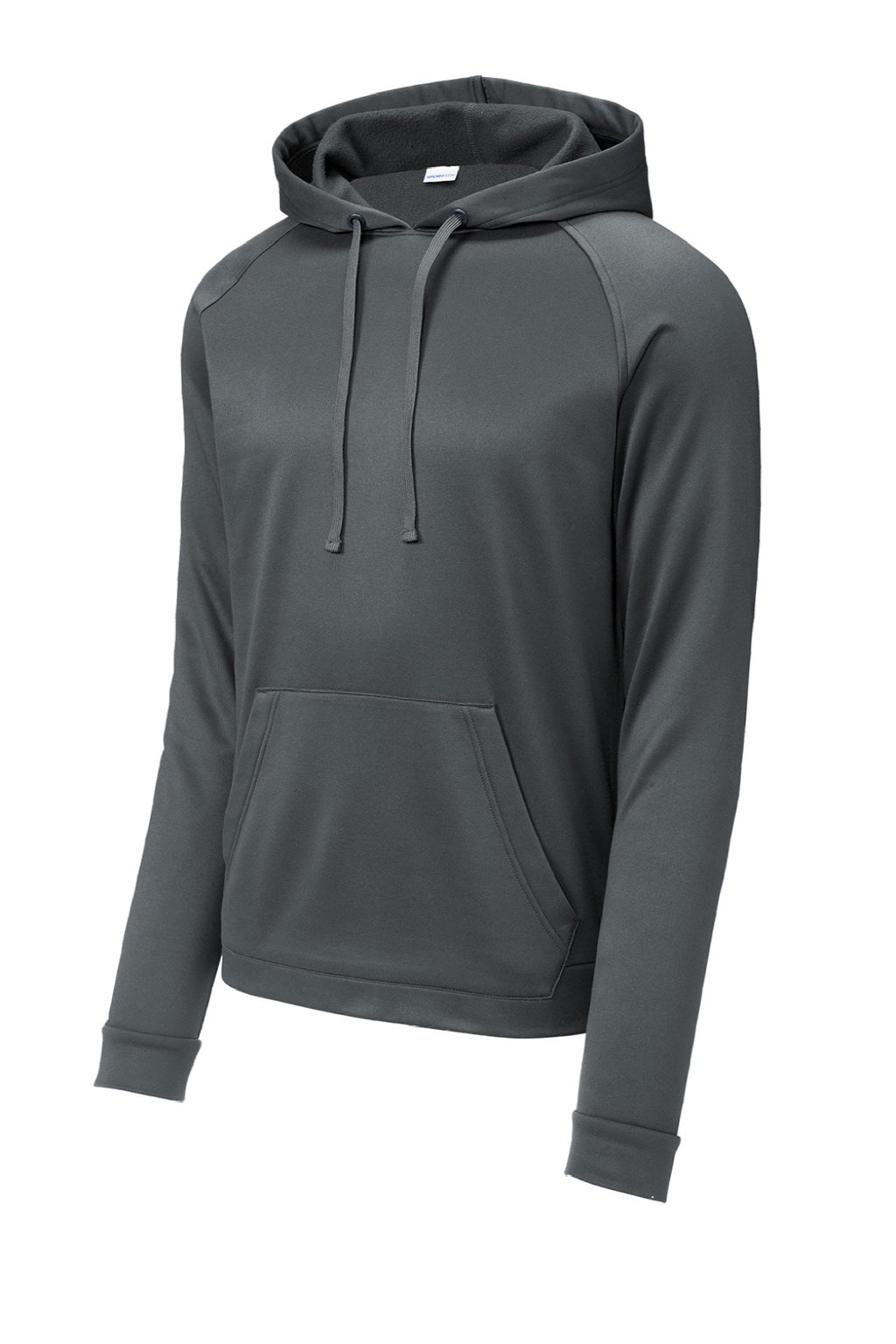 Sport-Tek ST730 Mens Re-Compete Fleece Anti Static Hooded Sweatshirt Hoodie w/ Pouch Pocket Iron Grey Flat Front