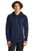 Sport-Tek ST730 Mens Re-Compete Fleece Anti Static Hooded Sweatshirt Hoodie w/ Pouch Pocket True Navy Blue Model Front