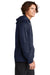 Sport-Tek ST730 Mens Re-Compete Fleece Anti Static Hooded Sweatshirt Hoodie w/ Pouch Pocket True Navy Blue Model Side