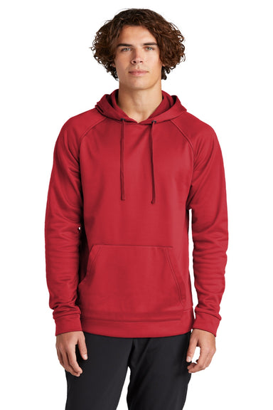 Sport-Tek ST730 Mens Re-Compete Fleece Anti Static Hooded Sweatshirt Hoodie w/ Pouch Pocket True Red  Model Front