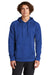 Sport-Tek ST730 Mens Re-Compete Fleece Anti Static Hooded Sweatshirt Hoodie w/ Pouch Pocket True Royal Blue Model Front