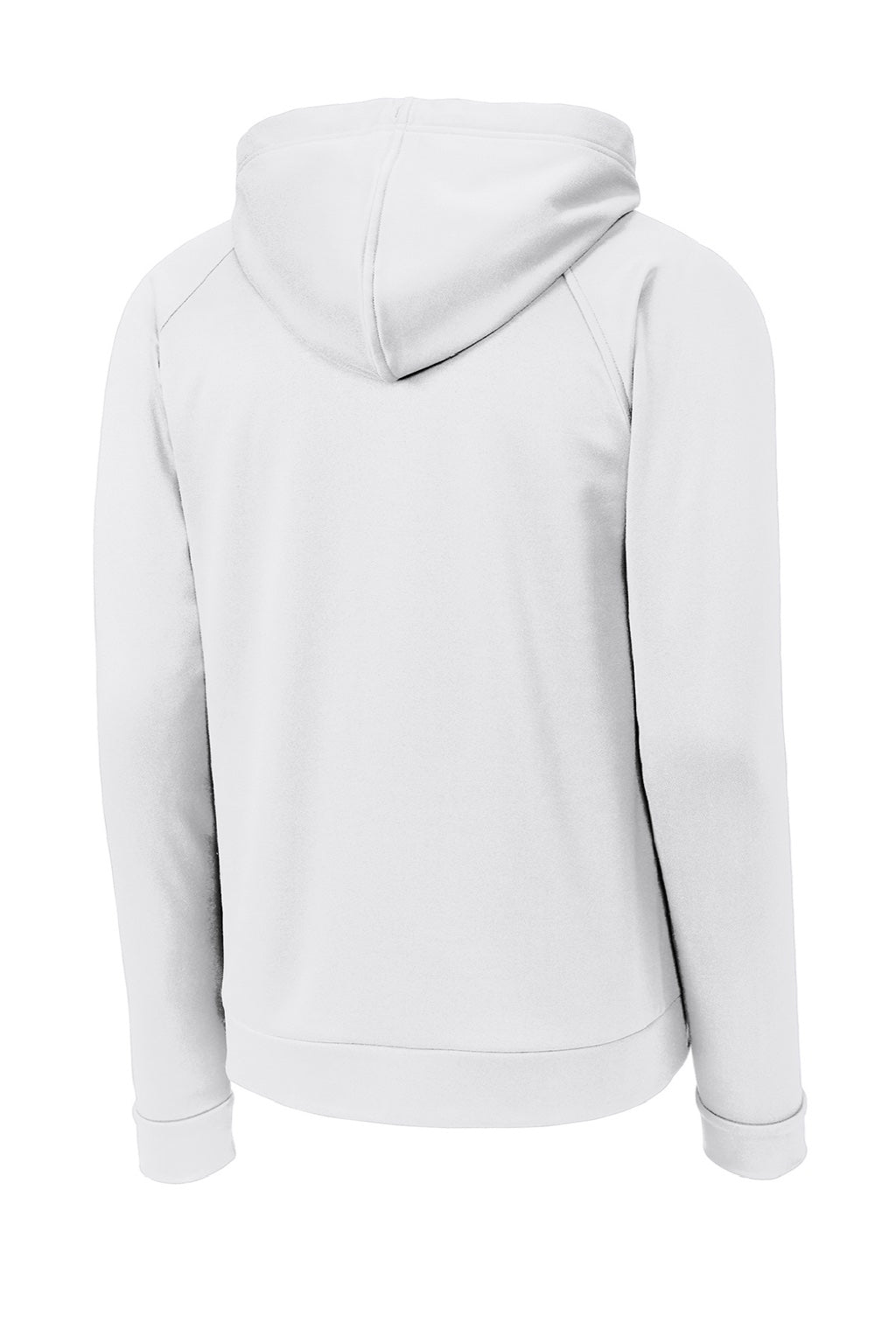 Sport-Tek ST730 Mens Re-Compete Fleece Anti Static Hooded Sweatshirt Hoodie w/ Pouch Pocket White Flat Back