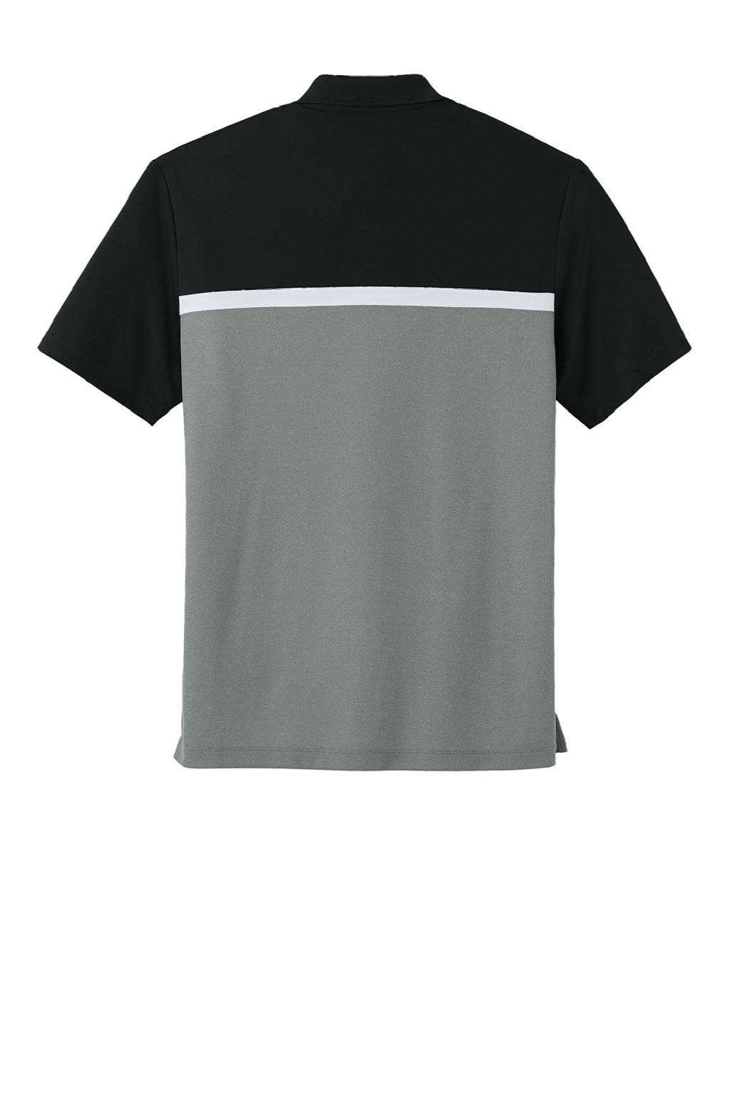 Sport-Tek ST741 Mens UV Micropique Colorblock Moisture Wicking Short Sleeve Polo Shirt Black/Heather Concrete Grey/White Flat Back