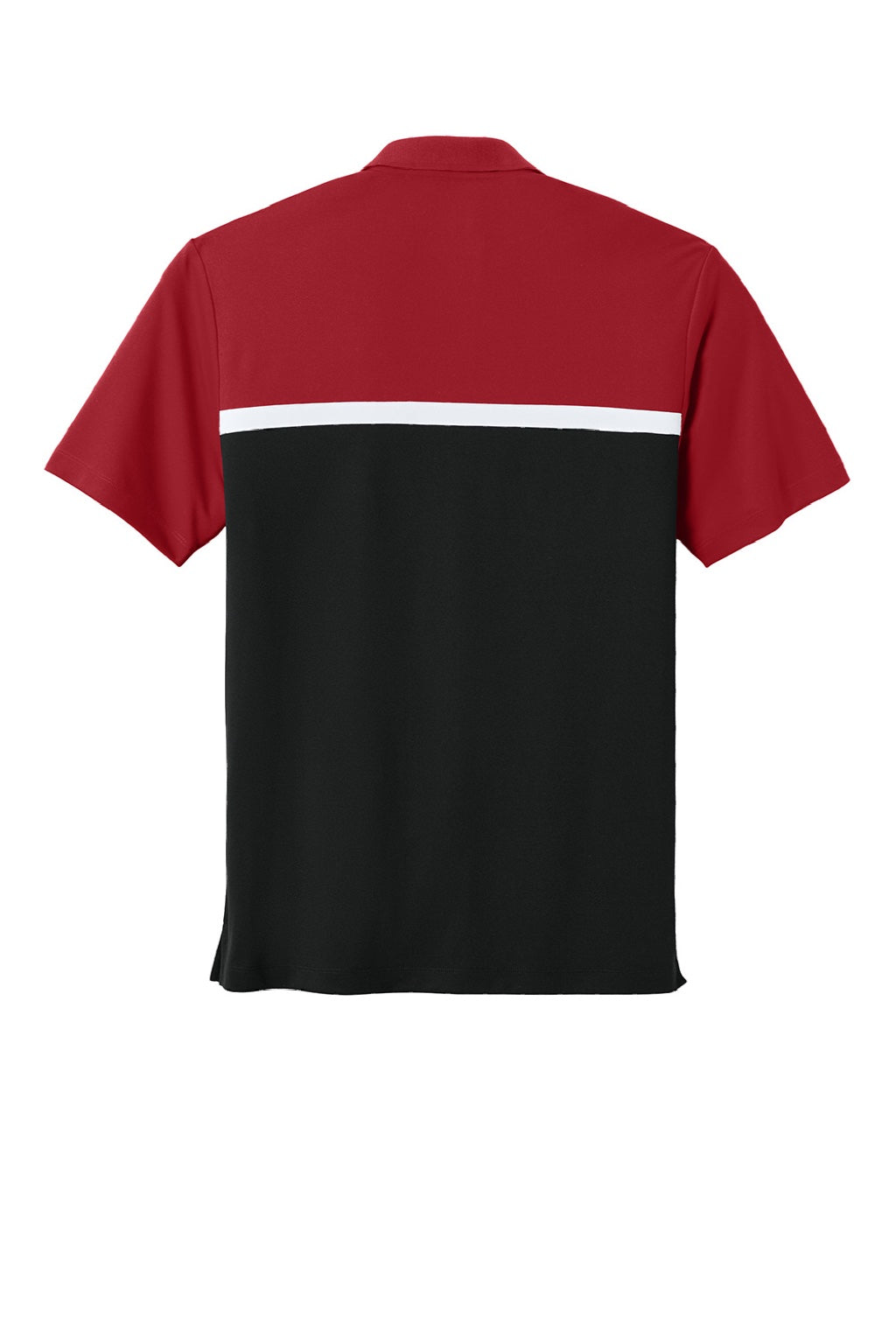 Sport-Tek ST741 Mens UV Micropique Colorblock Moisture Wicking Short Sleeve Polo Shirt Deep Red/Black/White Flat Back