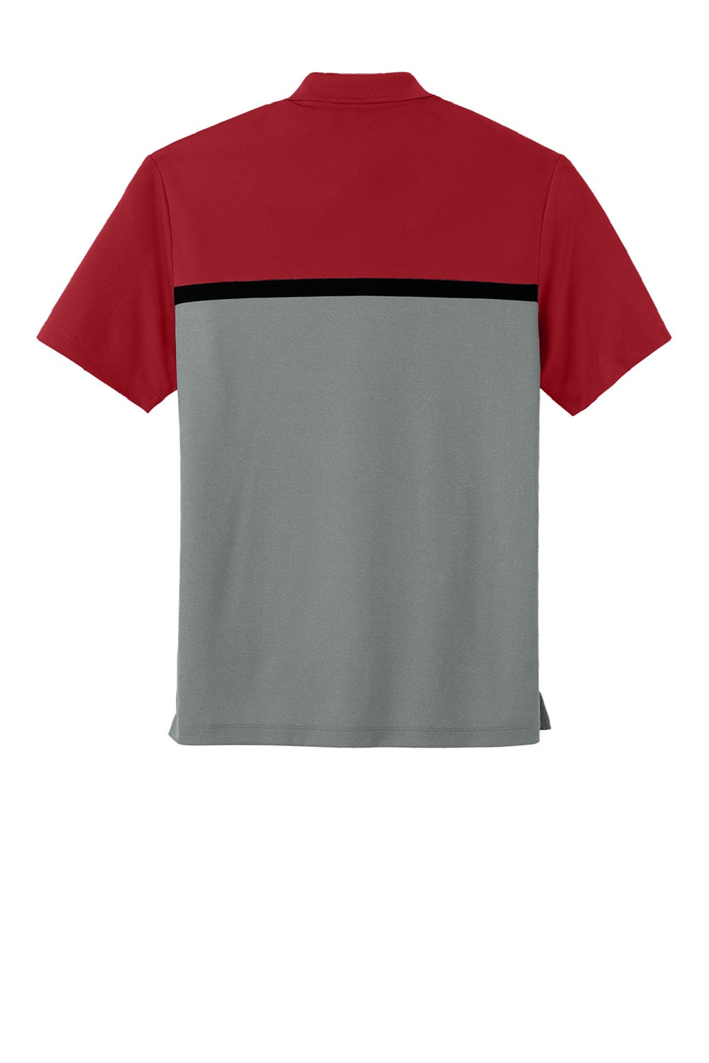 Sport-Tek ST741 Mens UV Micropique Colorblock Moisture Wicking Short Sleeve Polo Shirt Deep Red/Heather Concrete Grey/Black Flat Back