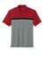 Sport-Tek ST741 Mens UV Micropique Colorblock Moisture Wicking Short Sleeve Polo Shirt Deep Red/Heather Concrete Grey/Black Flat Front