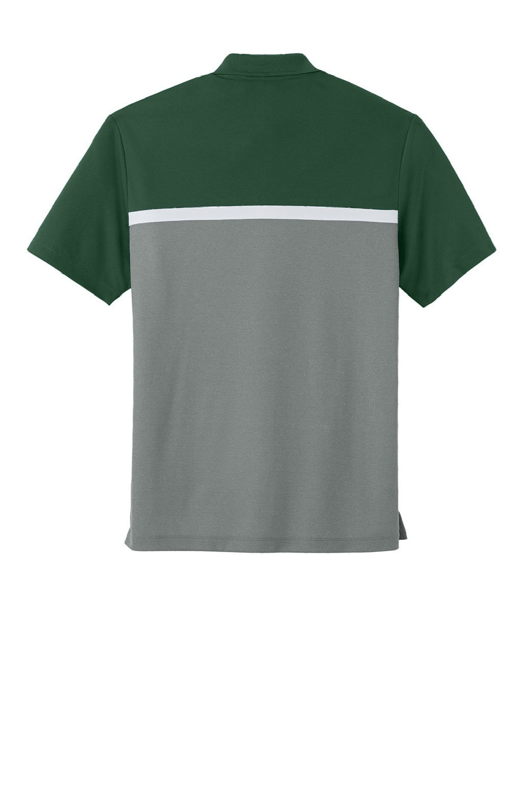 Sport-Tek ST741 Mens UV Micropique Colorblock Moisture Wicking Short Sleeve Polo Shirt Forest Green/Heather Concrete Grey/White Flat Back
