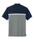Sport-Tek ST741 Mens UV Micropique Colorblock Moisture Wicking Short Sleeve Polo Shirt True Navy Blue/Heather Concrete Grey/White Flat Back