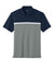Sport-Tek ST741 Mens UV Micropique Colorblock Moisture Wicking Short Sleeve Polo Shirt True Navy Blue/Heather Concrete Grey/White Flat Front