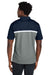 Sport-Tek ST741 Mens UV Micropique Colorblock Moisture Wicking Short Sleeve Polo Shirt True Navy Blue/Heather Concrete Grey/White Model Back