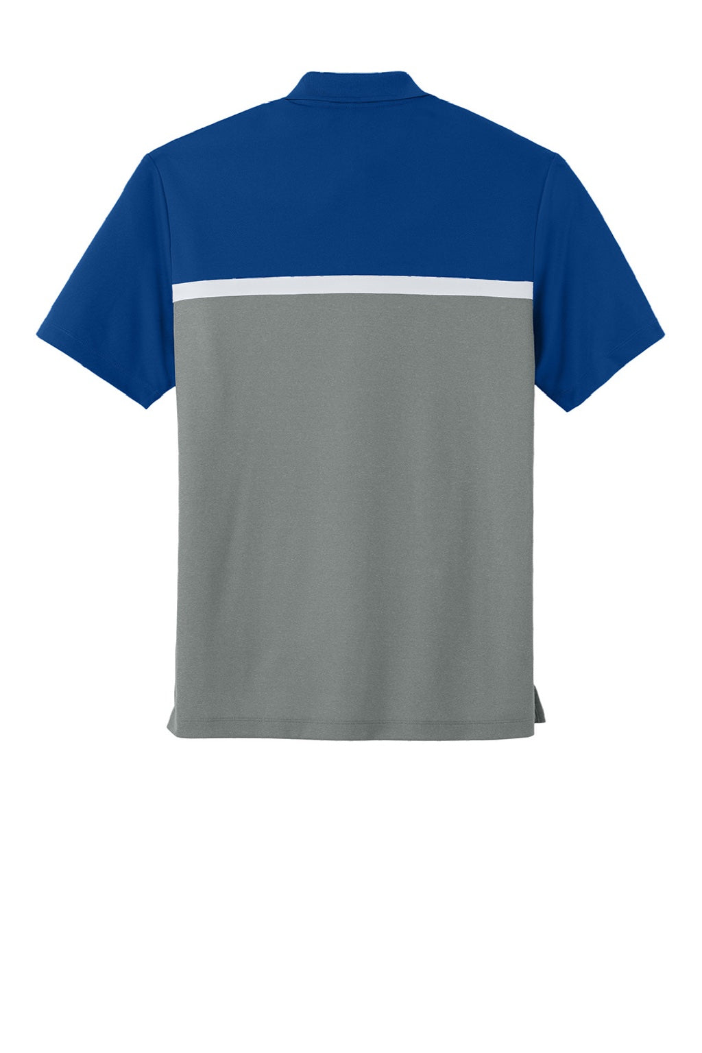 Sport-Tek ST741 Mens UV Micropique Colorblock Moisture Wicking Short Sleeve Polo Shirt True Royal Blue/Heather Concrete Grey/White Flat Back