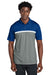 Sport-Tek ST741 Mens UV Micropique Colorblock Moisture Wicking Short Sleeve Polo Shirt True Royal Blue/Heather Concrete Grey/White Model Front