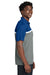 Sport-Tek ST741 Mens UV Micropique Colorblock Moisture Wicking Short Sleeve Polo Shirt True Royal Blue/Heather Concrete Grey/White Model Side