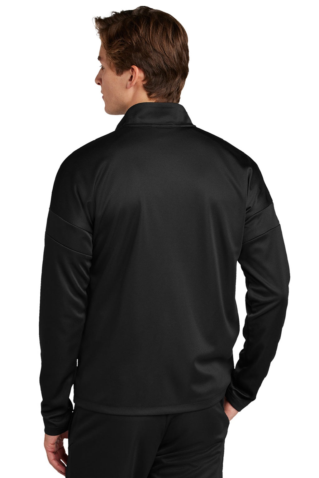 Sport-Tek ST800 Mens Moisture Wicking Travel Full Zip Jacket Black Model Back