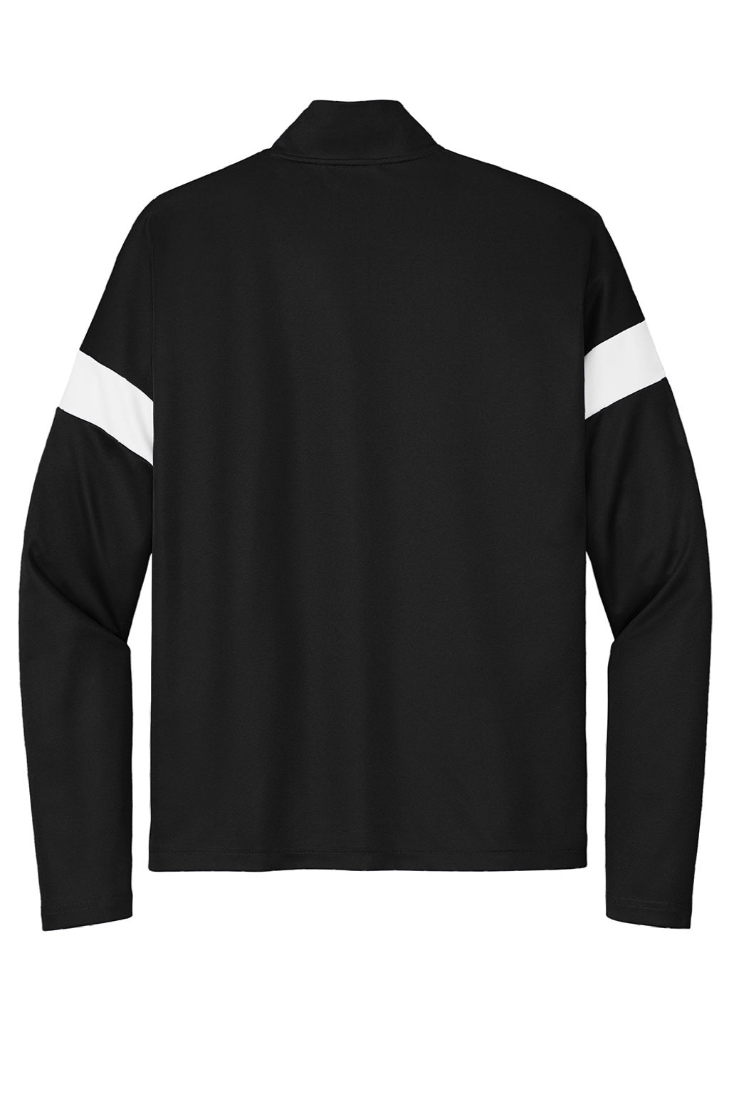 Sport-Tek ST800 Mens Moisture Wicking Travel Full Zip Jacket Black/White Flat Back